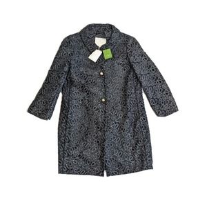 Kate Spade Black Lace Franny Coat NEW Sz XS Jacket 3/4 Sleeve All That Glitters